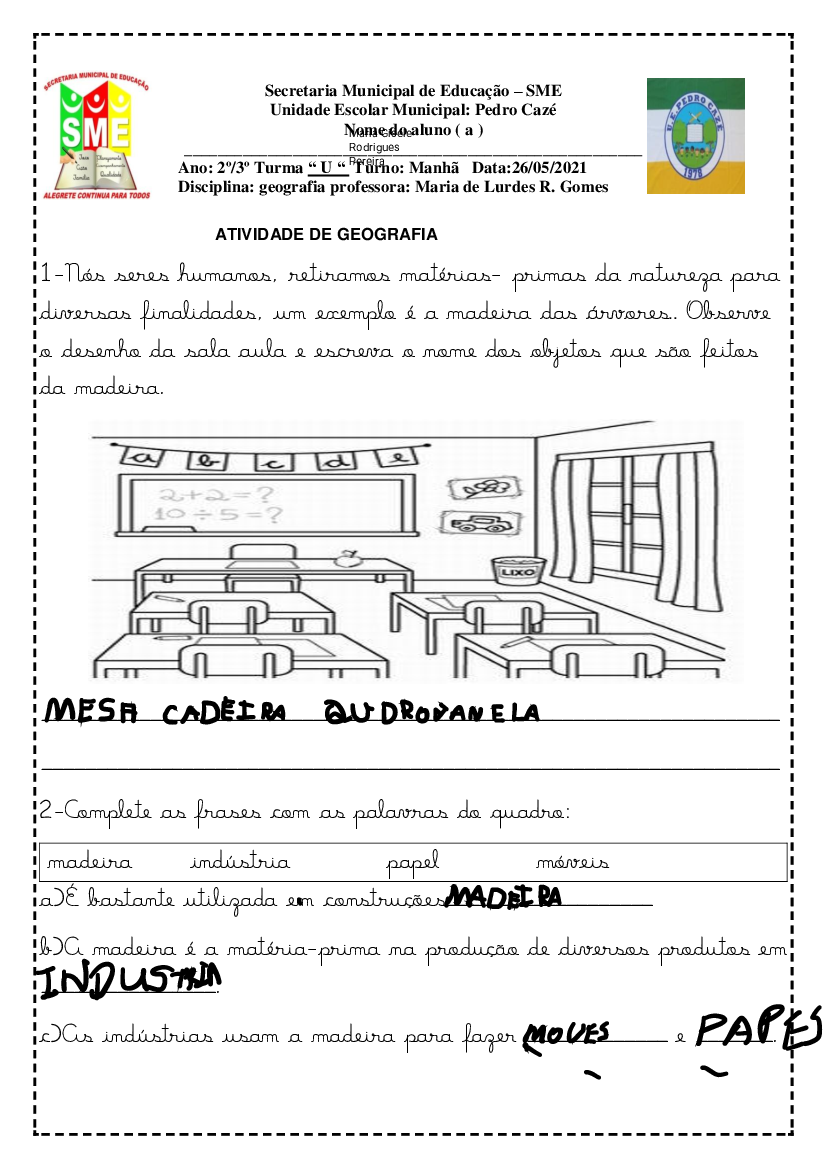 Geografia:Localização na sala de aula. 