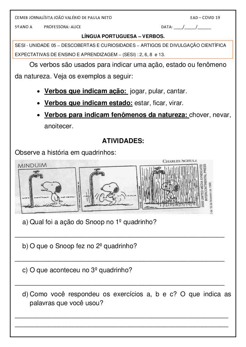 Verbos Fenômenos Da Natureza