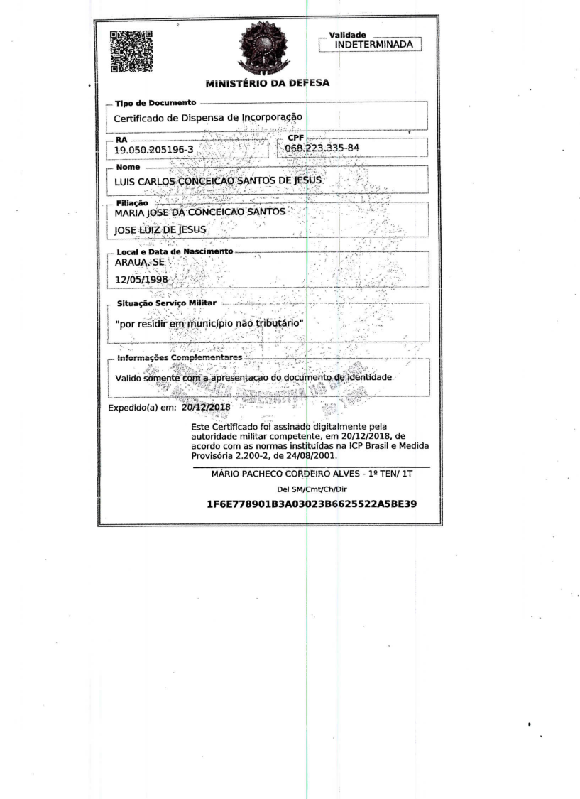 Certificado de Dispensa de Incorporação (CDI) - Exército
