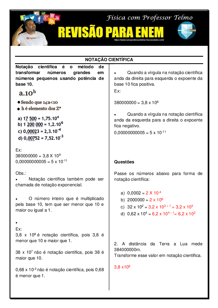 NOTAÇAO CIENTÍFICA EXERCÍCIOS RESOLVIDOS - Baixar pdf de