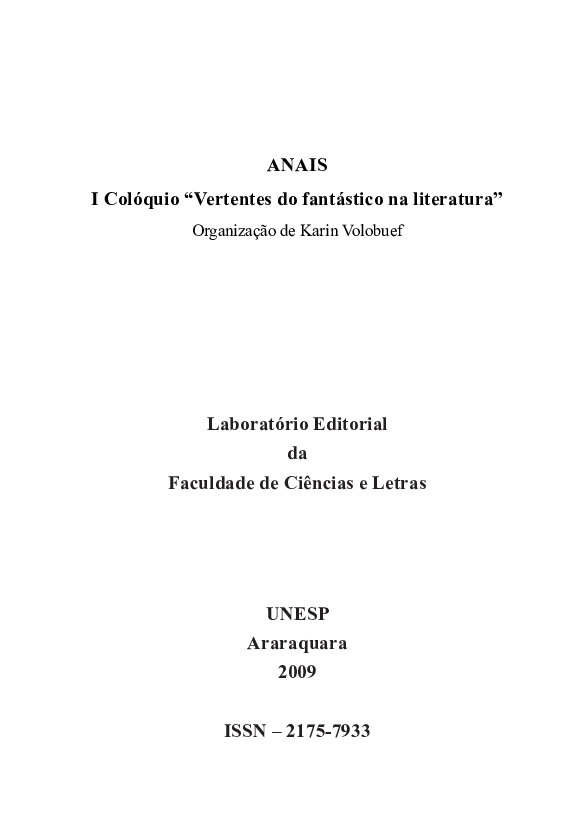 Anais II Coloquio Vertentes do Fantástico na Literatura