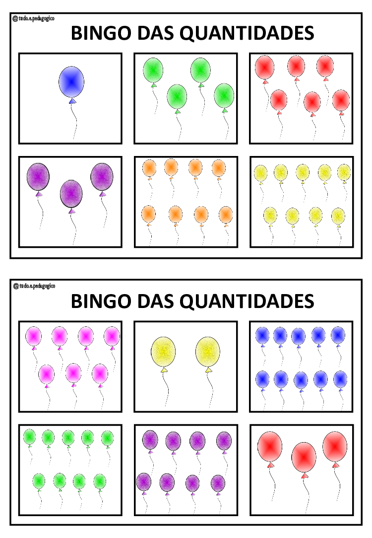 Tudo é pedagógico: BINGO DAS QUANTIDADES - 1 A 10