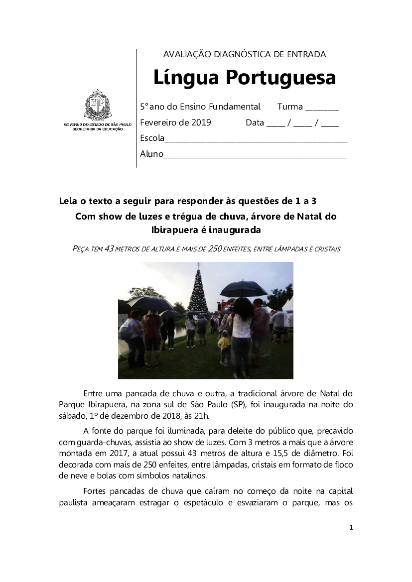 ADE - Língua Portuguesa - 5º ano do Ensino Fundamental - Baixar pdf de  