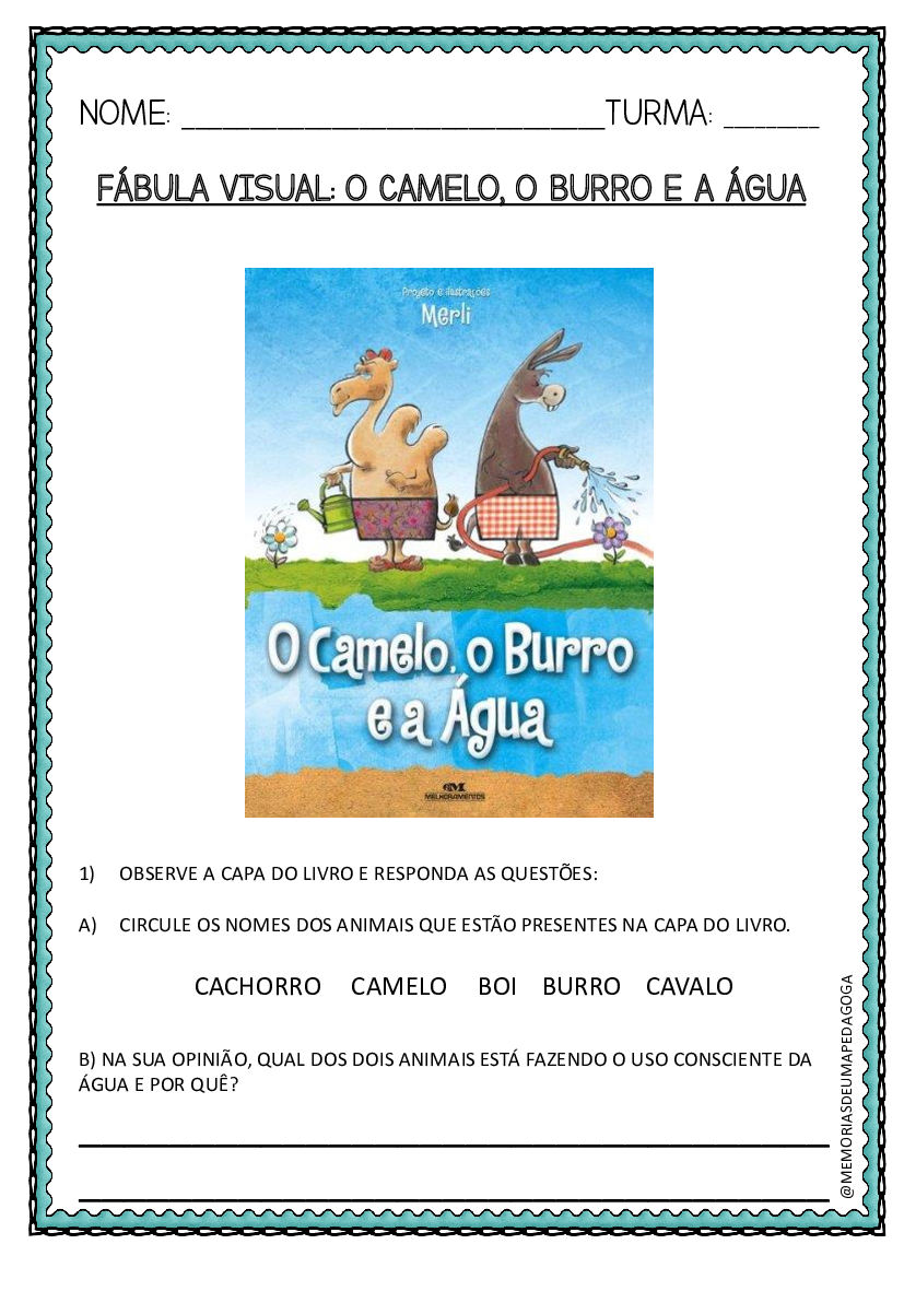 Sequência Didática sobre o Livro: O camelo, o burro e a água