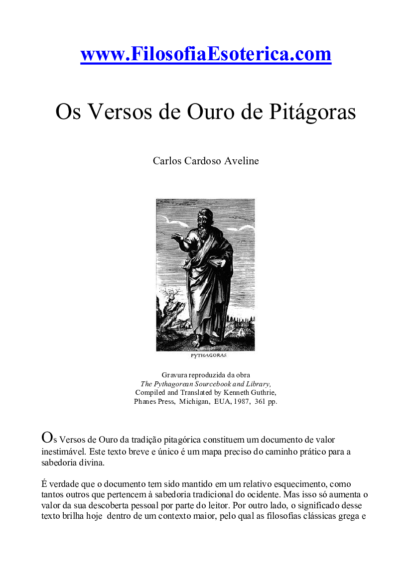 Os Versos de Ouro de Pitágoras, PDF, Imortalidade