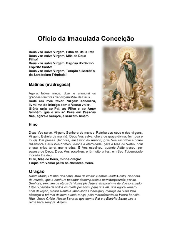 Ofício da Imaculada Conceição - Baixar pdf de Doceru.com