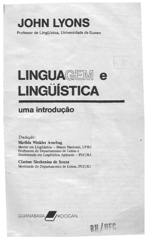 Introdução á linguística Lyons