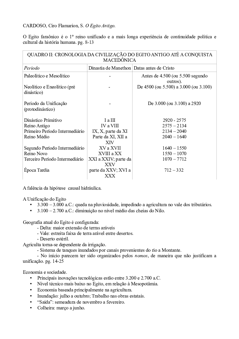 O Egito Antigo Ciro Flamarion fichamento Baixar pdf de