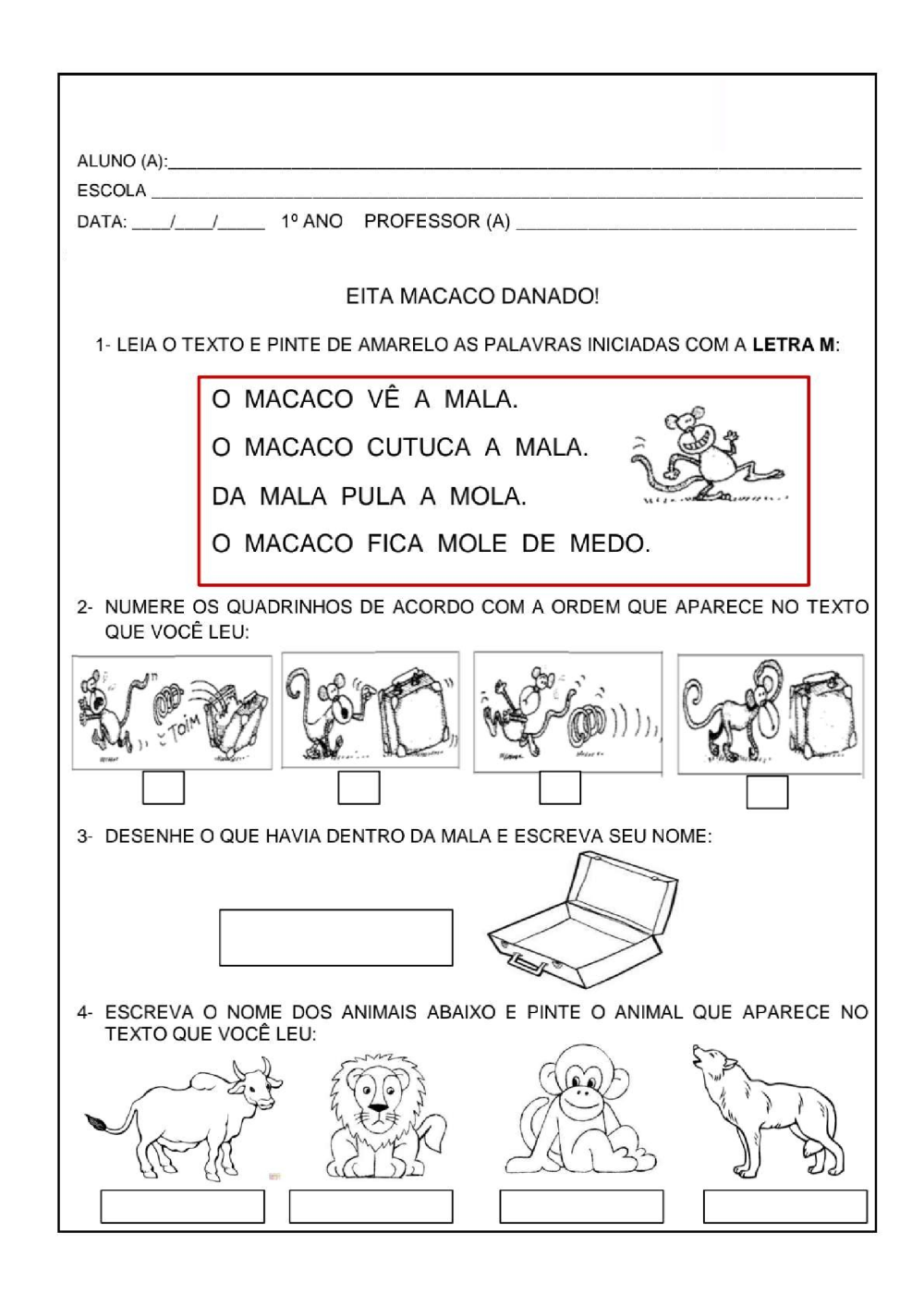 atividades_o macaco e a mola - Baixar pdf de Doceru.com