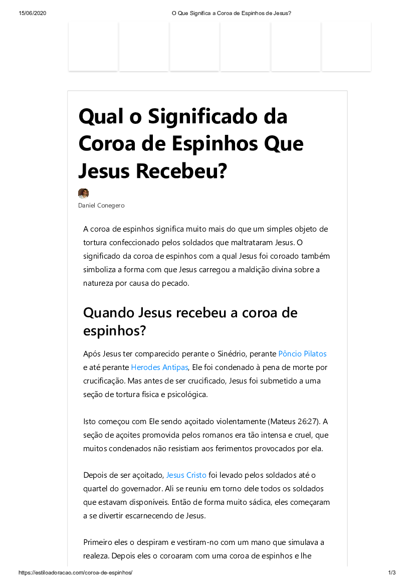 Significado da coroa de espinhos que Jesus recebeu. 