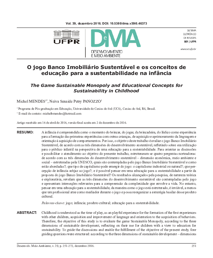 PDF) O jogo Banco Imobiliário Sustentável e os conceitos de educação para a  sustentabilidade na infância