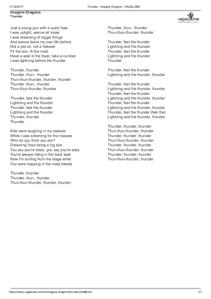 Natural (Tradução) - Imagine Dragons - VAGALUME, PDF