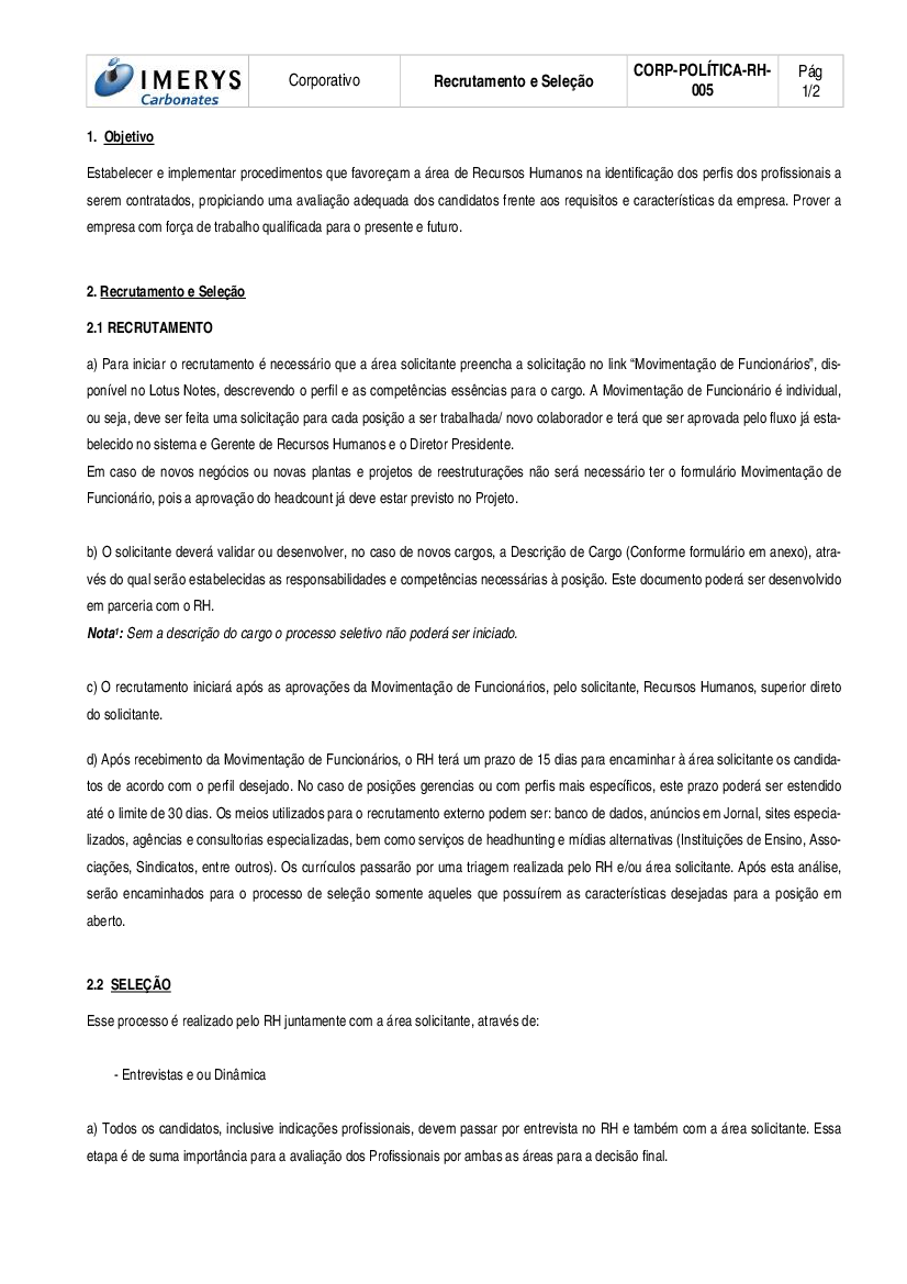 Documento de Recrutamento