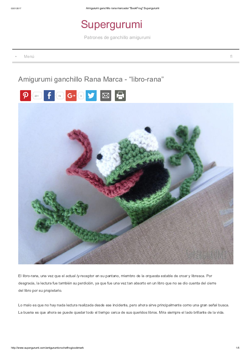 Patrón de Crochet Rata Marcapáginas Amigurumi - «Rata de Libro»