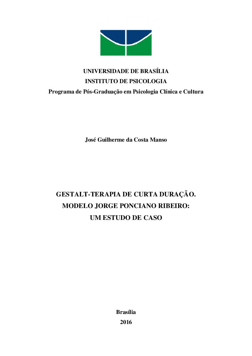 GESTALT-TERAPIA DE CURTA DURAÇÃO - MODELO JORGE PONCIANO RIBEIRO - UM  ESTUDO DE CASO - Baixar pdf de 