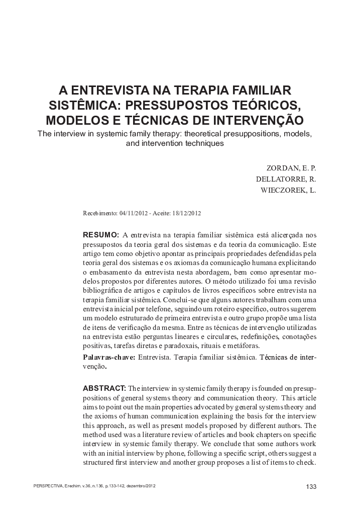 Entrevistas Terapia Familiar Modelos Técnicas - Baixar pdf de 