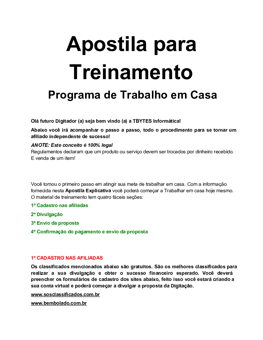 PROPOSTA DE TRABALHO DIGITADOR ONLINE - Baixar pdf de