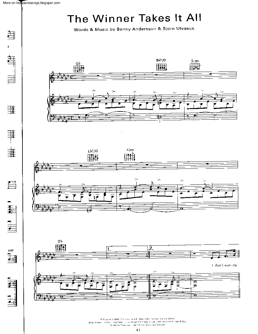 Ноты абба the winner takes it all. ABBA the winner takes at all Ноты. ABBA the winner takes at all Ноты для фортепиано. The winner takes at all Ноты для фортепиано.