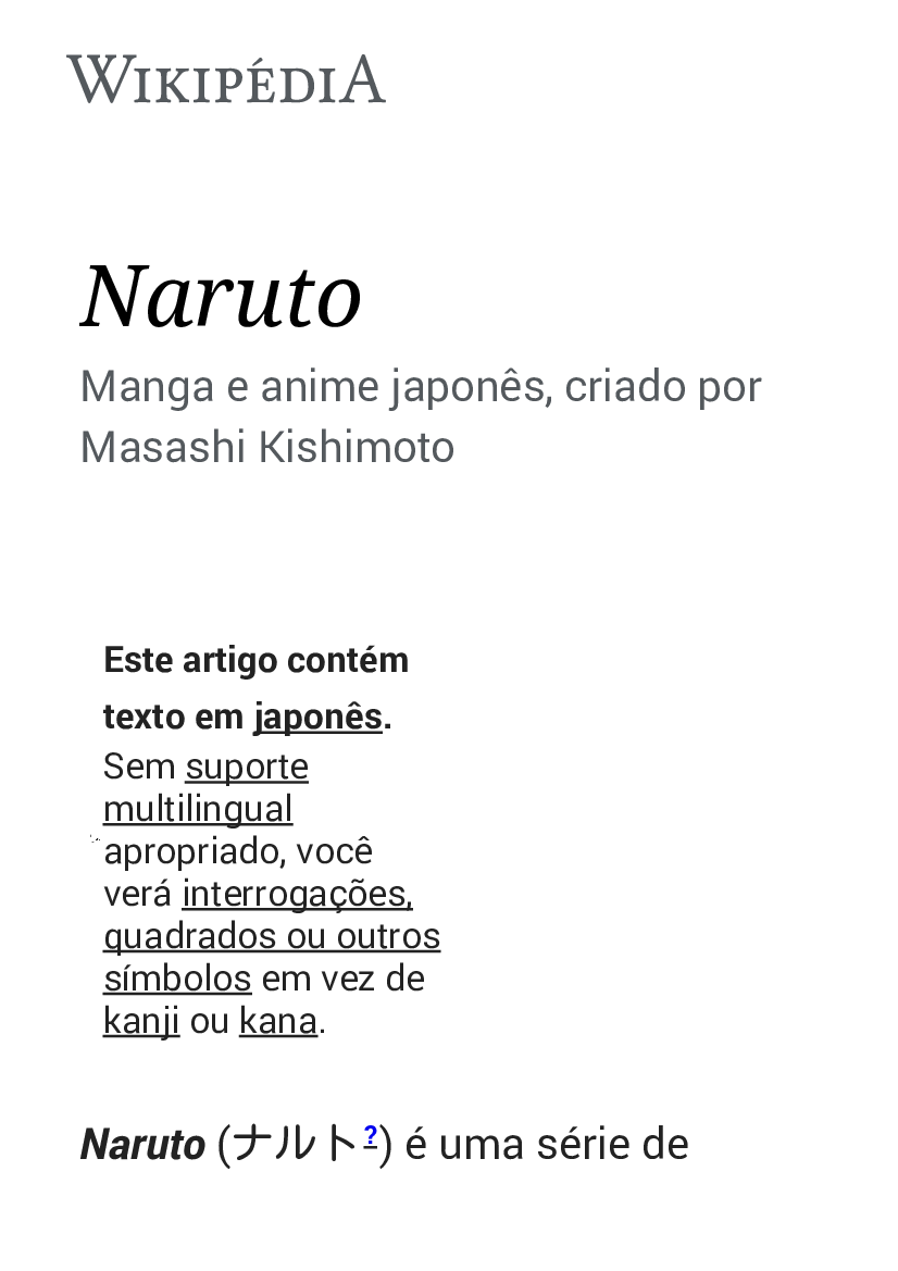 Lista de capítulos de Naruto (parte I) – Wikipédia, a enciclopédia livre