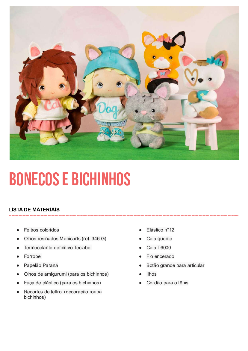  Escola de Feltro - Bonecas e Bichinhos - Coleção Kawaii