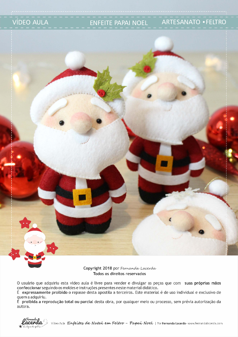 Enfeite de Natal em Feltro Papai Noel - Baixar pdf de 