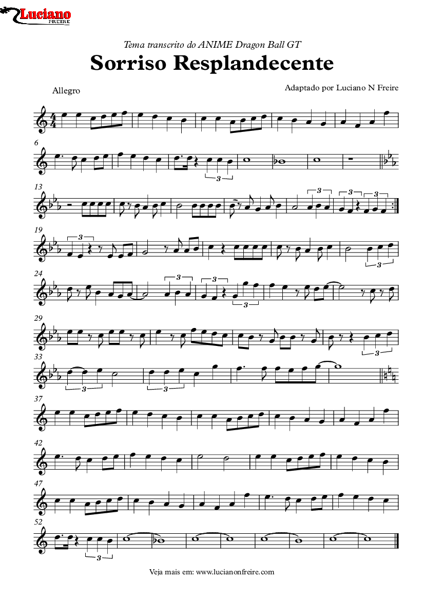 Sorriso Resplandecente (Dragon Ball) Cifra/Partitura 