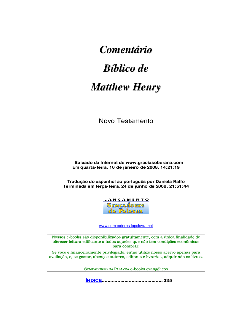 Calaméo - Comentário Bíblico Matthew Henry - Antigo Testamento – Isaias A  Malaquias