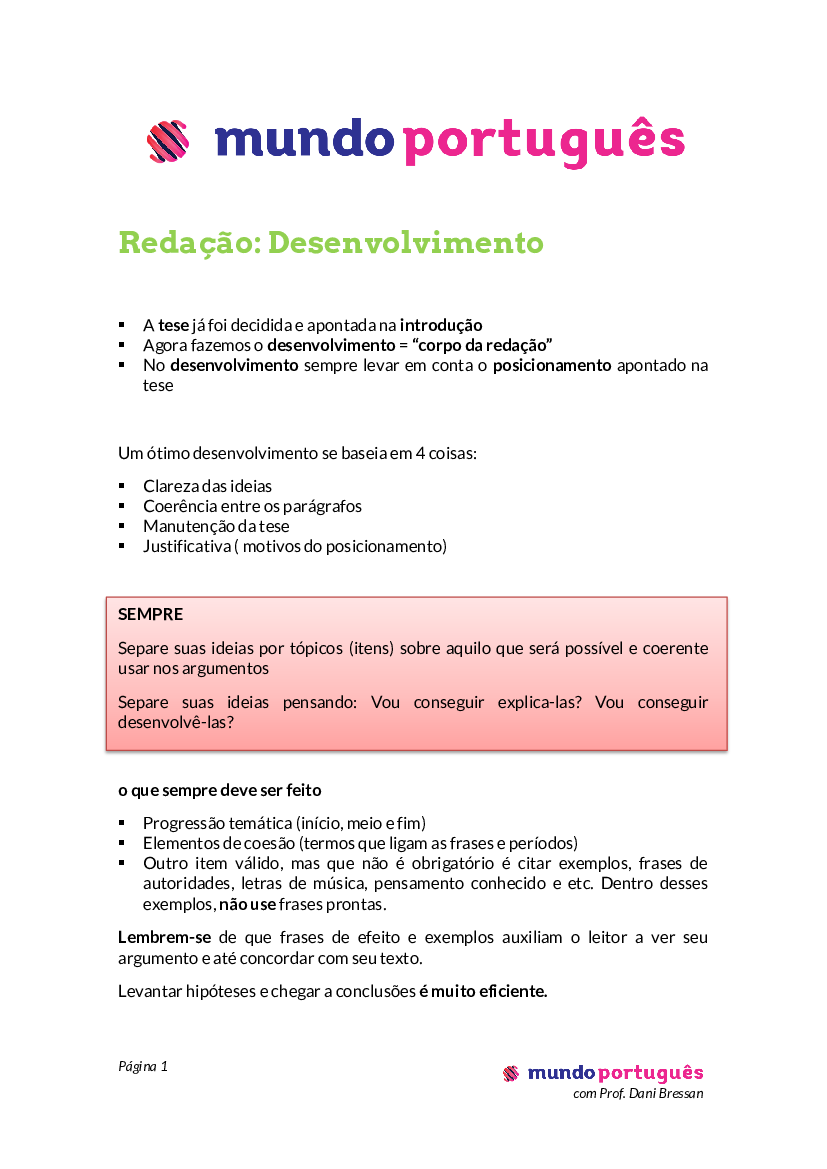 Redação Desenvolvimento - Baixar pdf de 