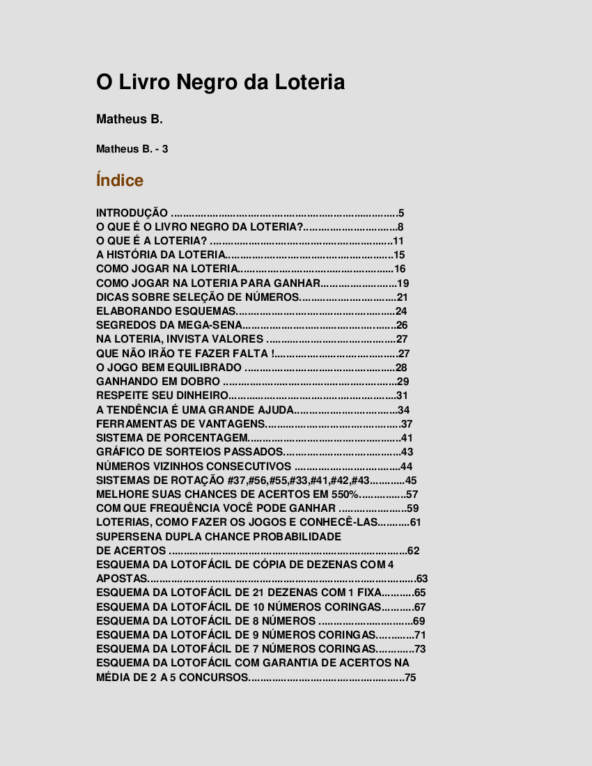 O Livro Negro Da Loteria