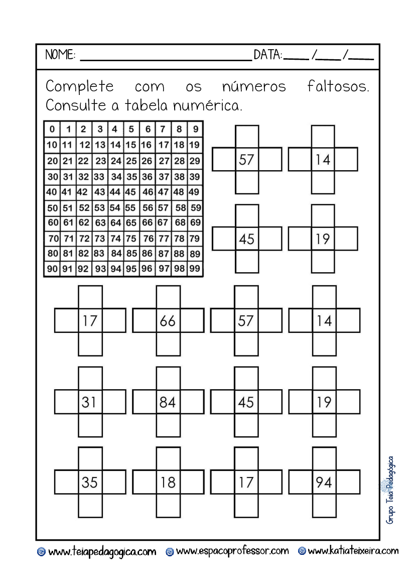 Numeros Faltosos E Tabela Numerica Baixar Pdf De Doceru Com