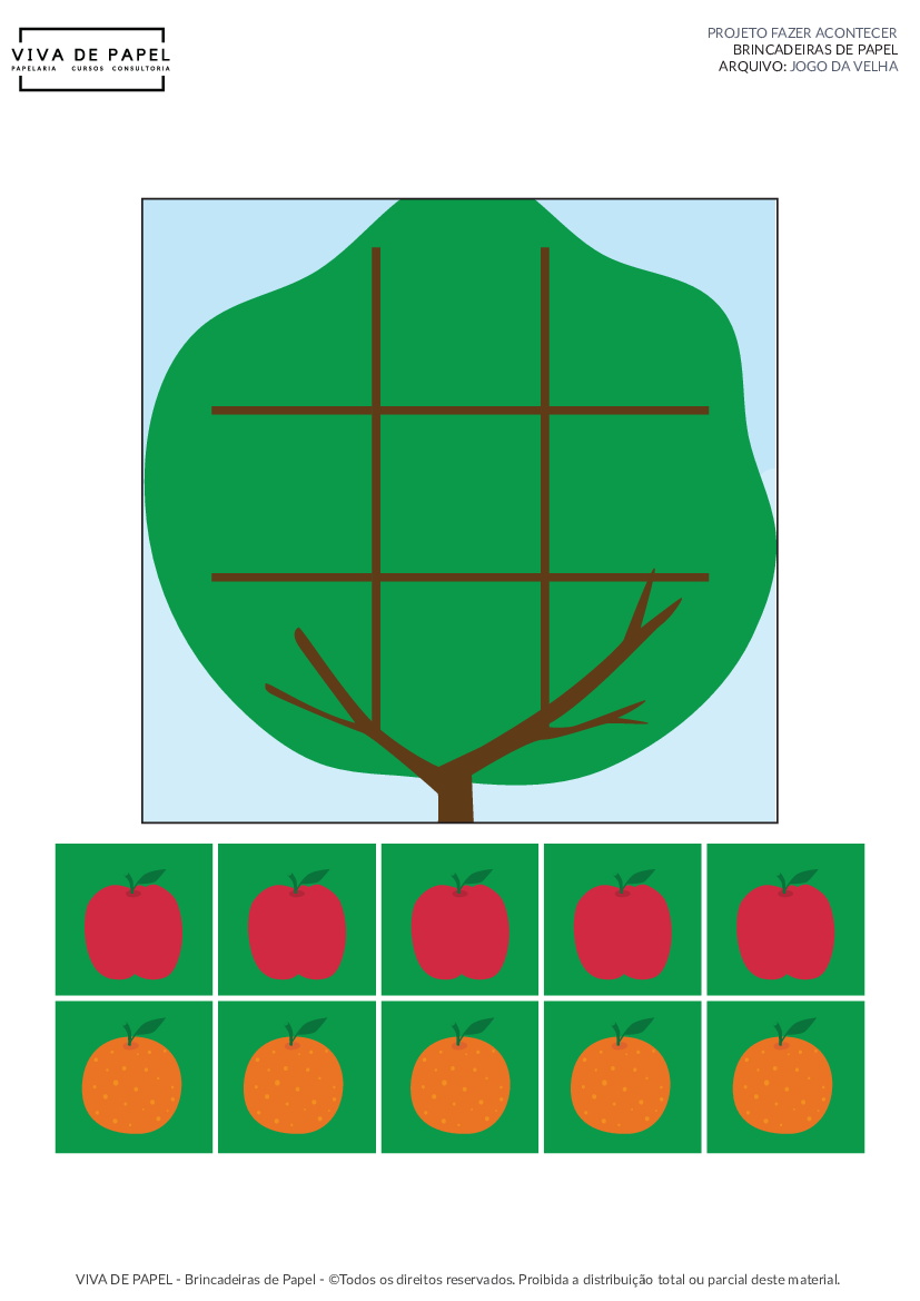 jogo da velha das frutas 3 - Matemática