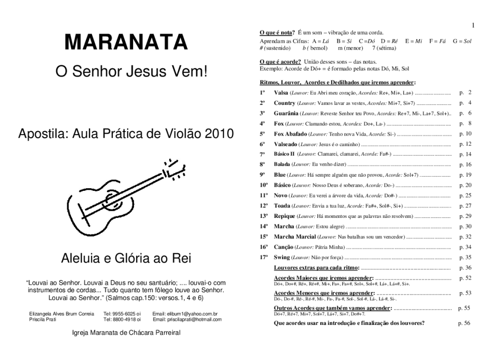 Apostila de Aula Prática de Violão Ano 2010 - Baixar pdf de Doceru.com