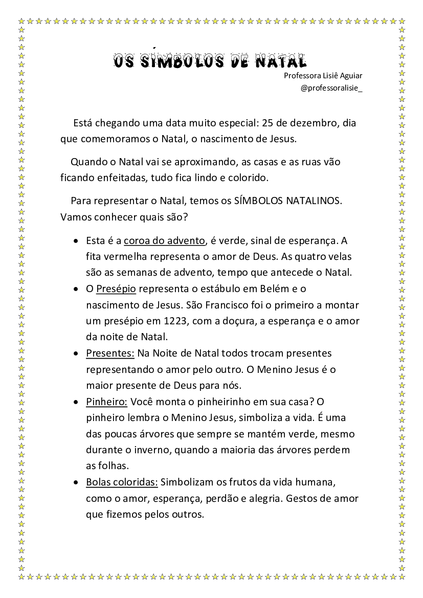 SÍMBOLOS DE NATAL HISTORIA - Baixar pdf de 