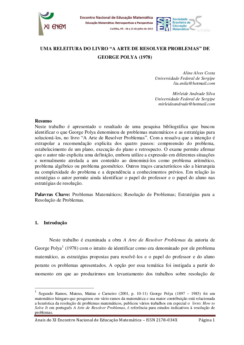 A Arte de Resolve Problemas POLYA - Baixar pdf de 