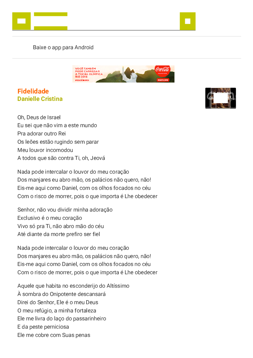 Fidelidade - Danielle Cristina  Letras.mus.br - Baixar pdf de