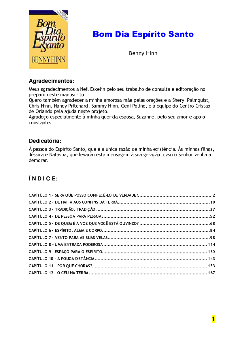 Benny Hinn - Bom Dia Espírito Santo - Baixar pdf de 
