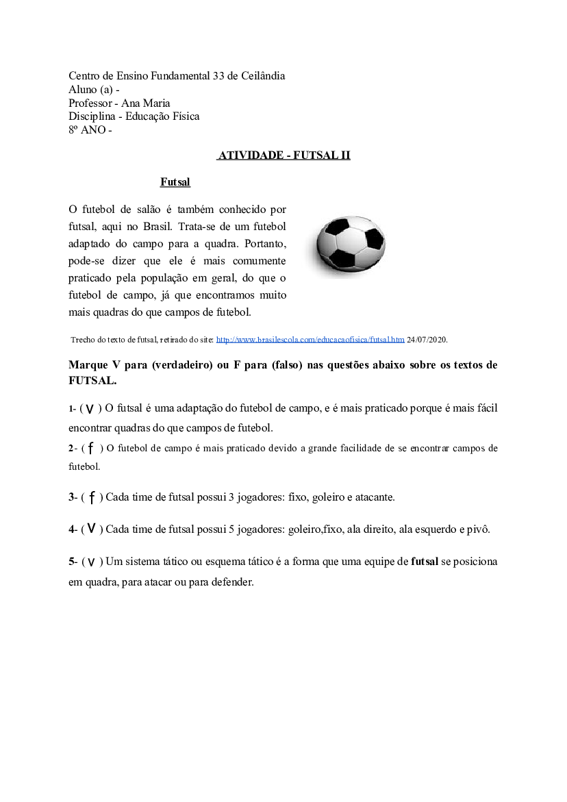 Questões de Futebol e Futsal, PDF