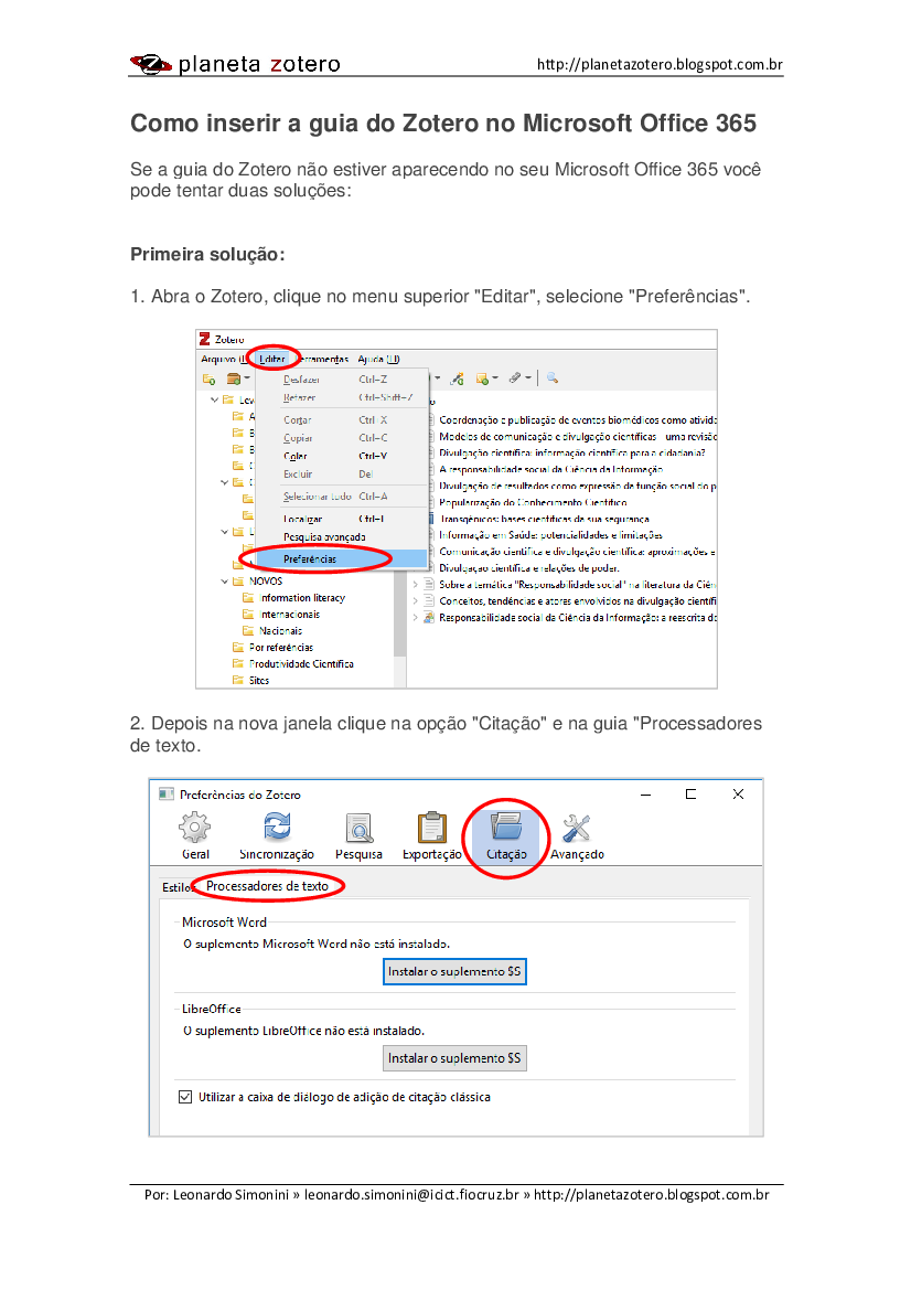 Guia do Zotero no Office 365 - Baixar pdf de 