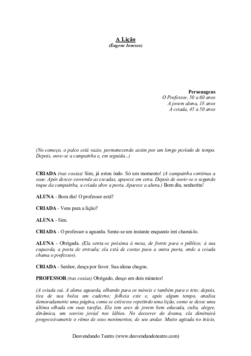 A Licao - Eugene Ionesco - Baixar pdf de 