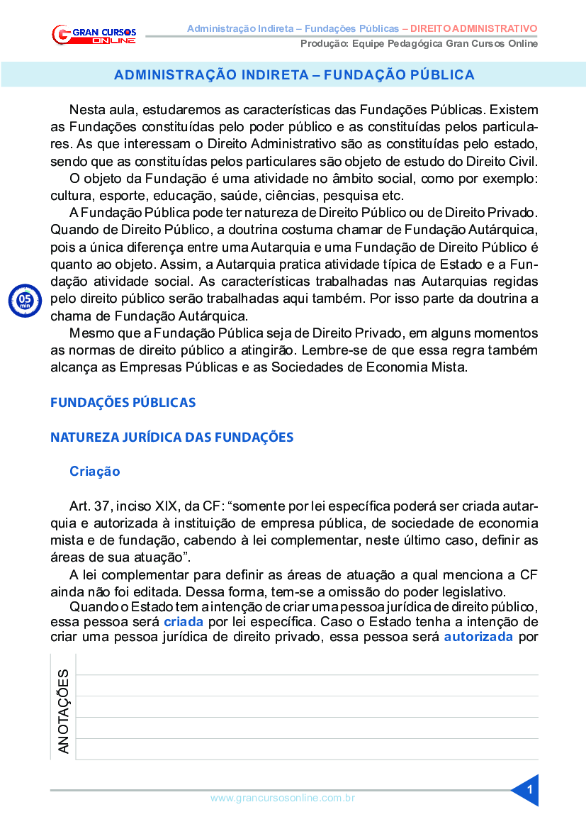 Aula 12 - Adm. Indireta - Fundação Pública - Baixar pdf de Doceru.com