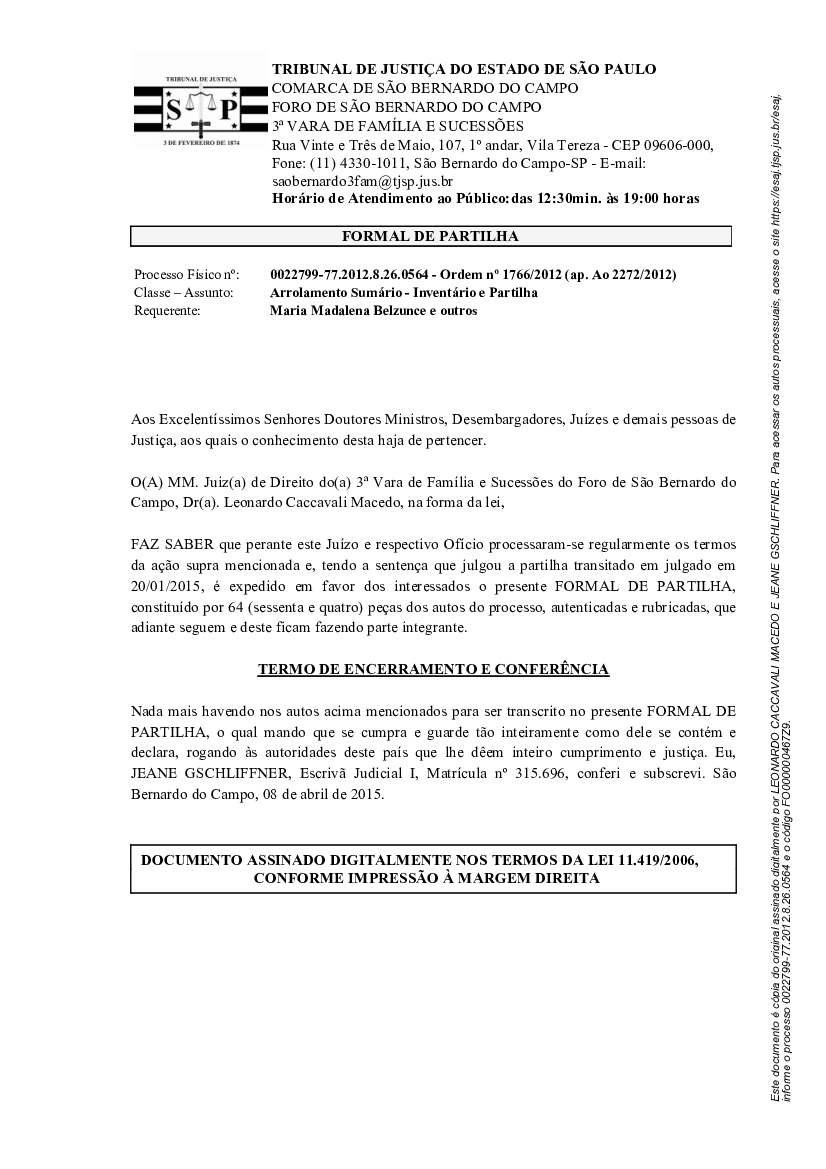 Formal De Partilha Vó Ii Baixar Pdf De