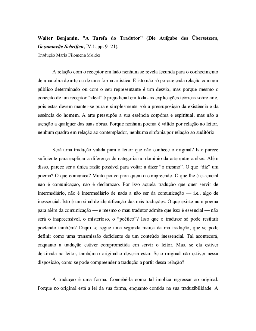 PDF) Walter Benjamin_ A tarefa do tradutor