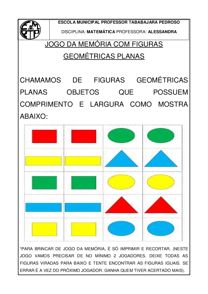 Jogo da Memória Formas Geométricas