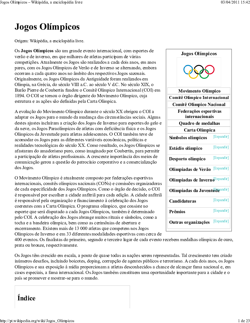 Lista dos Jogos Olímpicos da Era Moderna – Wikipédia, a enciclopédia livre