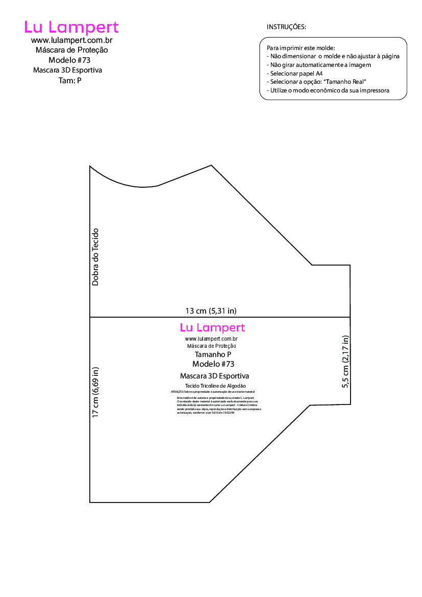 Máscara 3D Esportiva_#73 - Baixar pdf de 