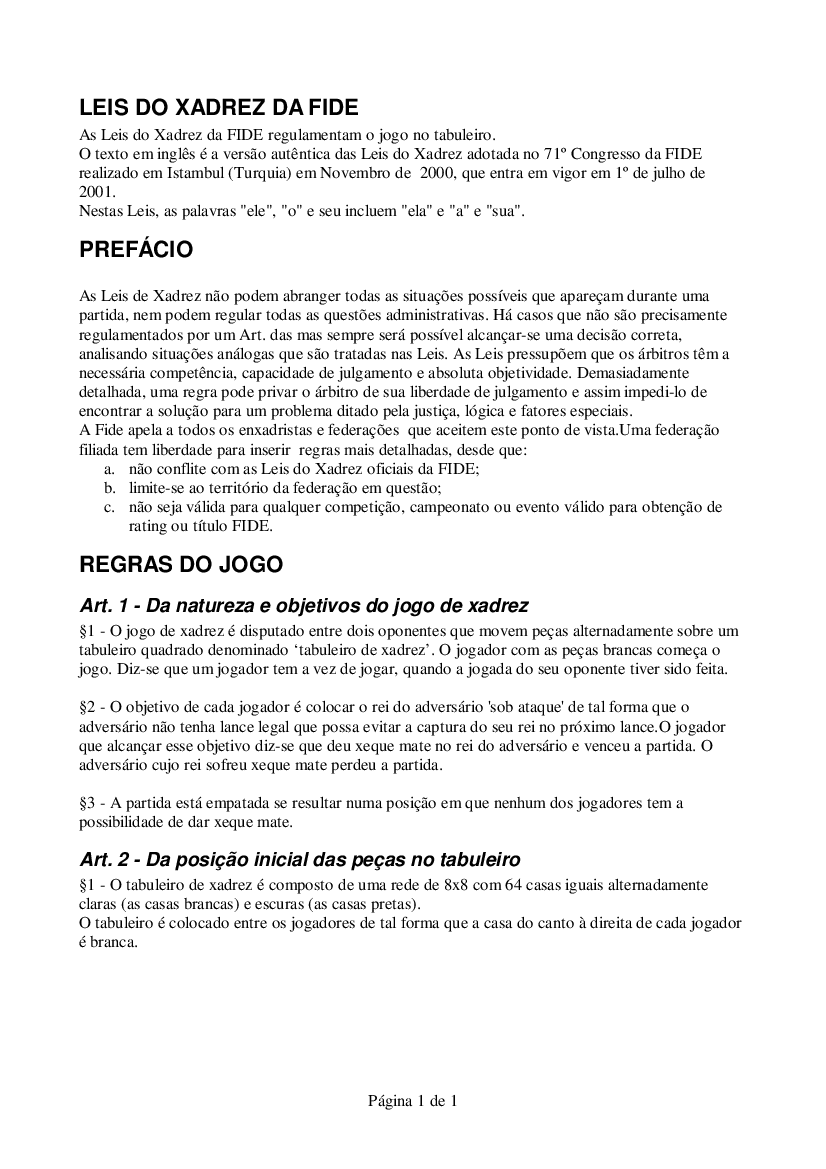 leis-do-xadrez (FIDE) - Regras do xadrez